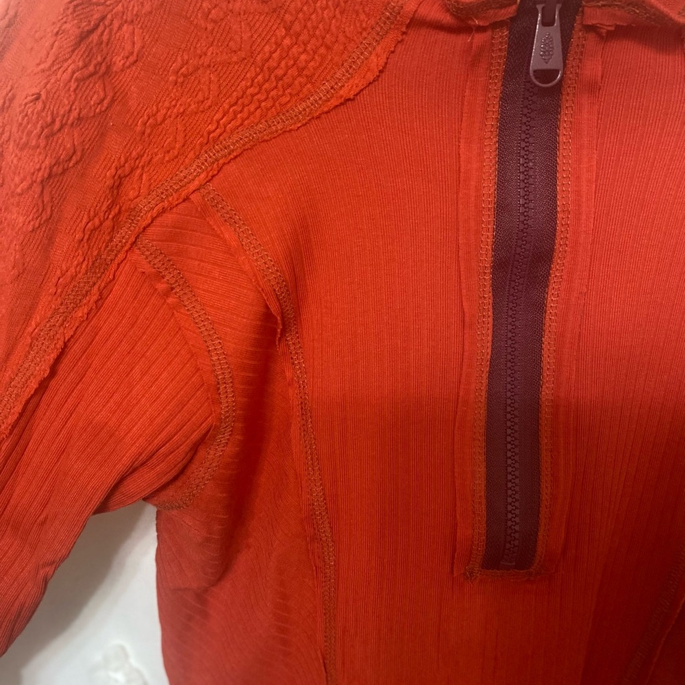 Free People Movement Red Quarter-Zip Sweater